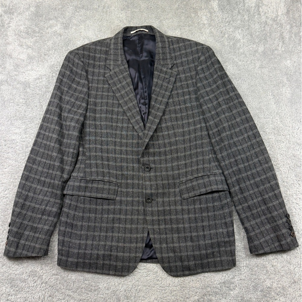 Thomas Pink Blazer Mens 40R Grey Windowpane Silk Cotton Mallalieus Sport Coat